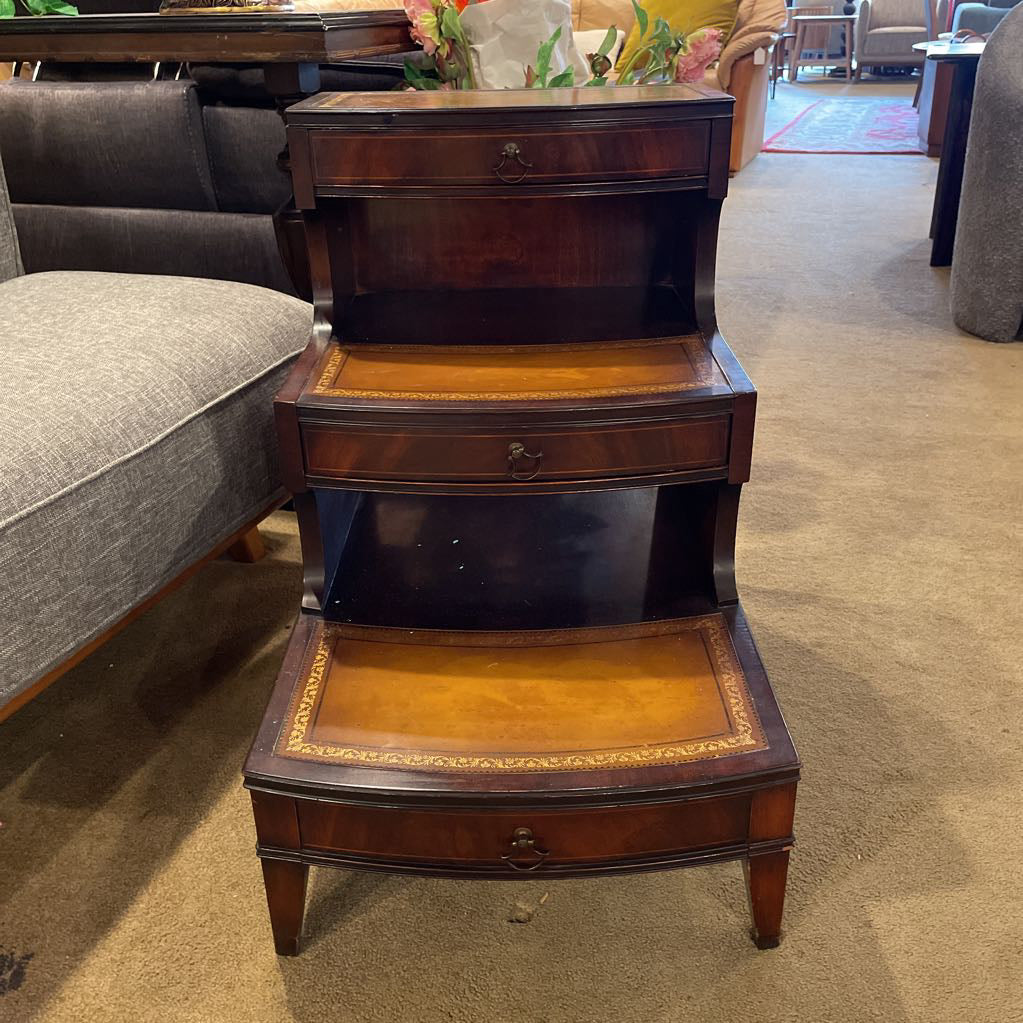 Step Up Golden Leather End Table