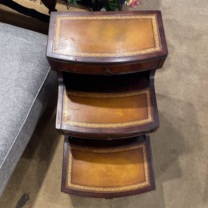 Step Up Golden Leather End Table