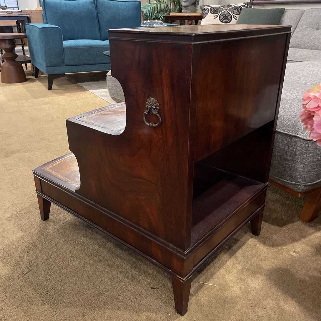 Step Up Golden Leather End Table