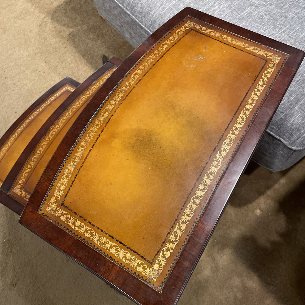 Step Up Golden Leather End Table