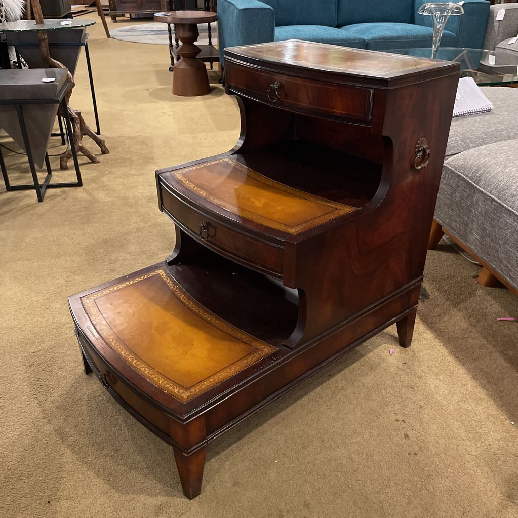 Step Up Golden Leather End Table