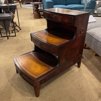 Step Up Golden Leather End Table