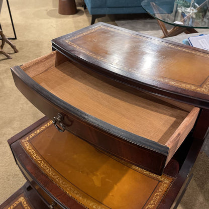 Step Up Golden Leather End Table