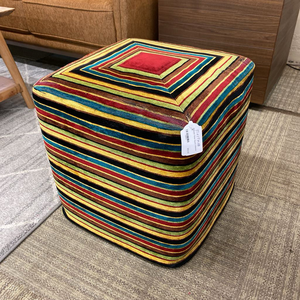 Multicolor Stripe Square Ottoman