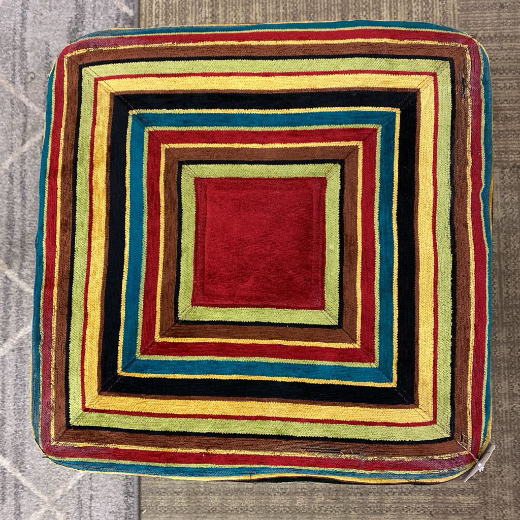 Multicolor Stripe Square Ottoman
