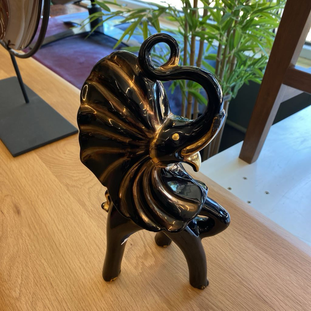 Vintage Black & Gold USA Ceramic Elephant SMALLS