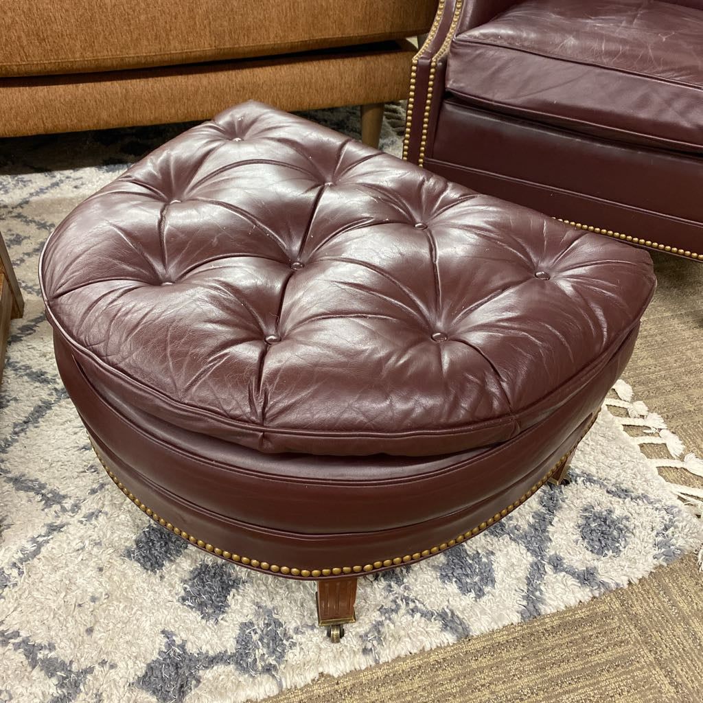 HANCOCK & MOORE Oxblood Club Chair & Demilune Ottoman (AS IS)