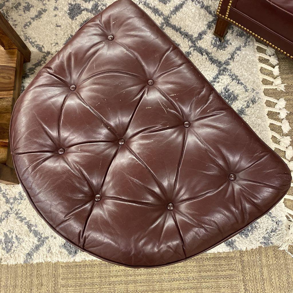 HANCOCK & MOORE Oxblood Club Chair & Demilune Ottoman (AS IS)