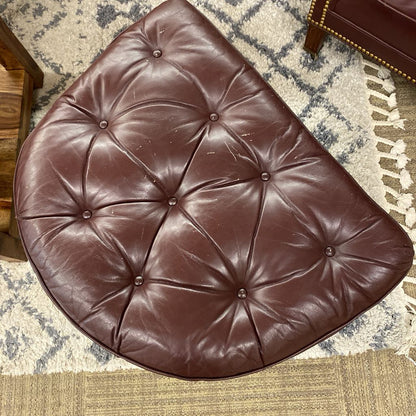 HANCOCK & MOORE Oxblood Club Chair & Demilune Ottoman (AS IS)