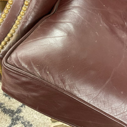 HANCOCK & MOORE Oxblood Club Chair & Demilune Ottoman (AS IS)