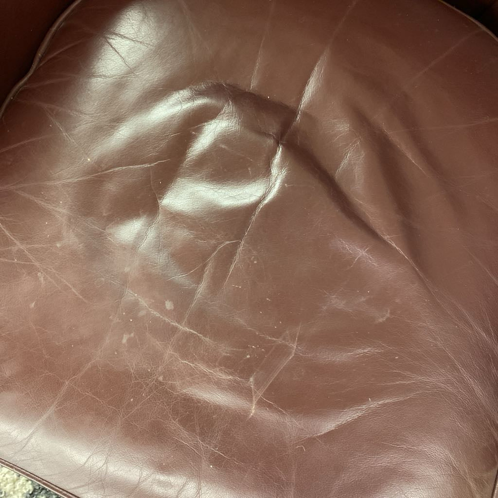 HANCOCK & MOORE Oxblood Club Chair & Demilune Ottoman (AS IS)