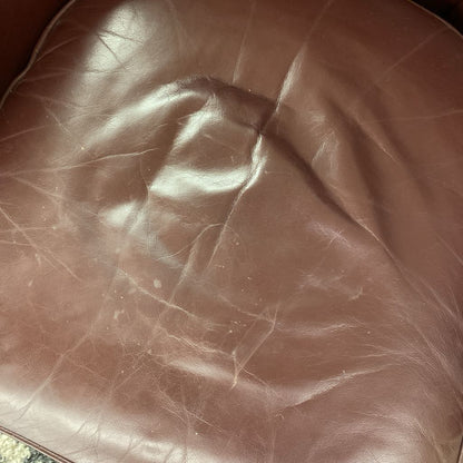 HANCOCK & MOORE Oxblood Club Chair & Demilune Ottoman (AS IS)