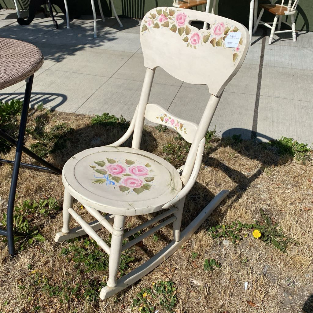 Vintage Painted Floral Rocker