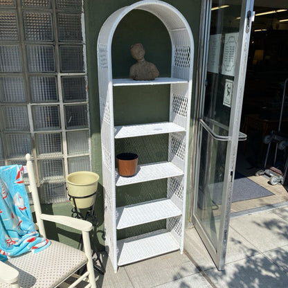 White Wicker Arched Top Bookshelf