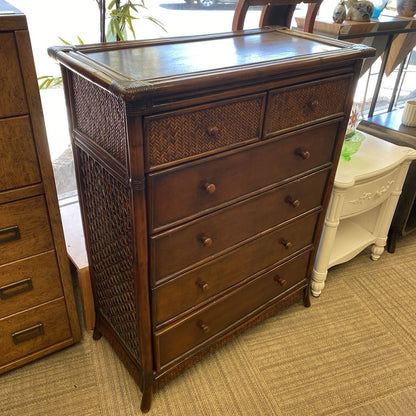 Rattan & Bamboo Accents Six Drawer Chest