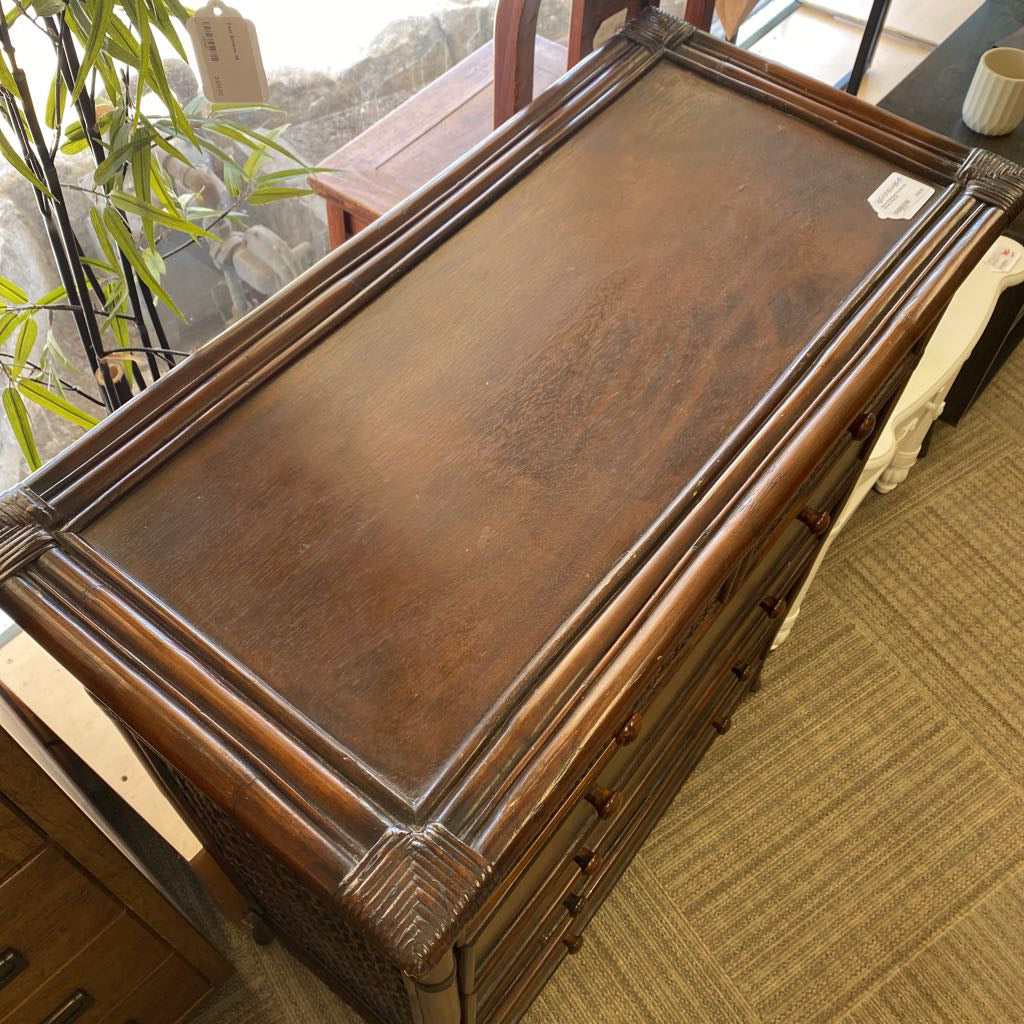 Rattan & Bamboo Accents Six Drawer Chest