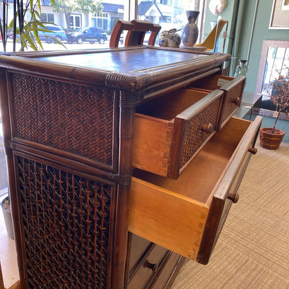 Rattan & Bamboo Accents Six Drawer Chest