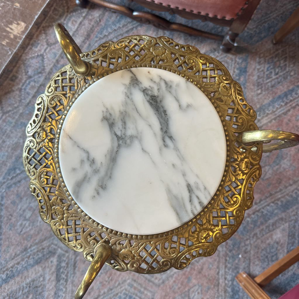 Brass Marble Top Plant Stand