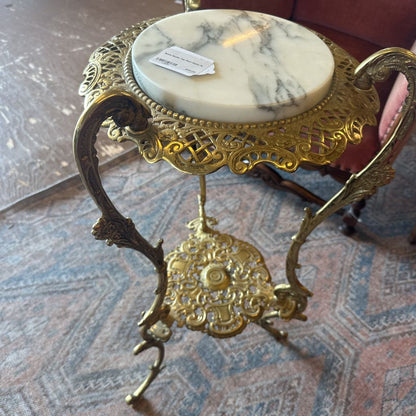 Brass Marble Top Plant Stand