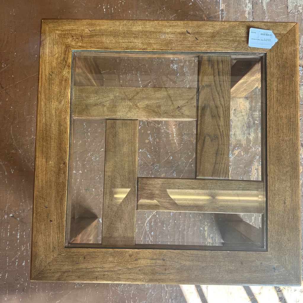 Solid Wood Side Table w/ Brass Accents
