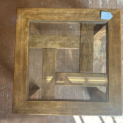 Solid Wood Side Table w/ Brass Accents