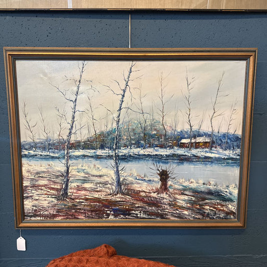 Original Winter Scene Oil Painting ART