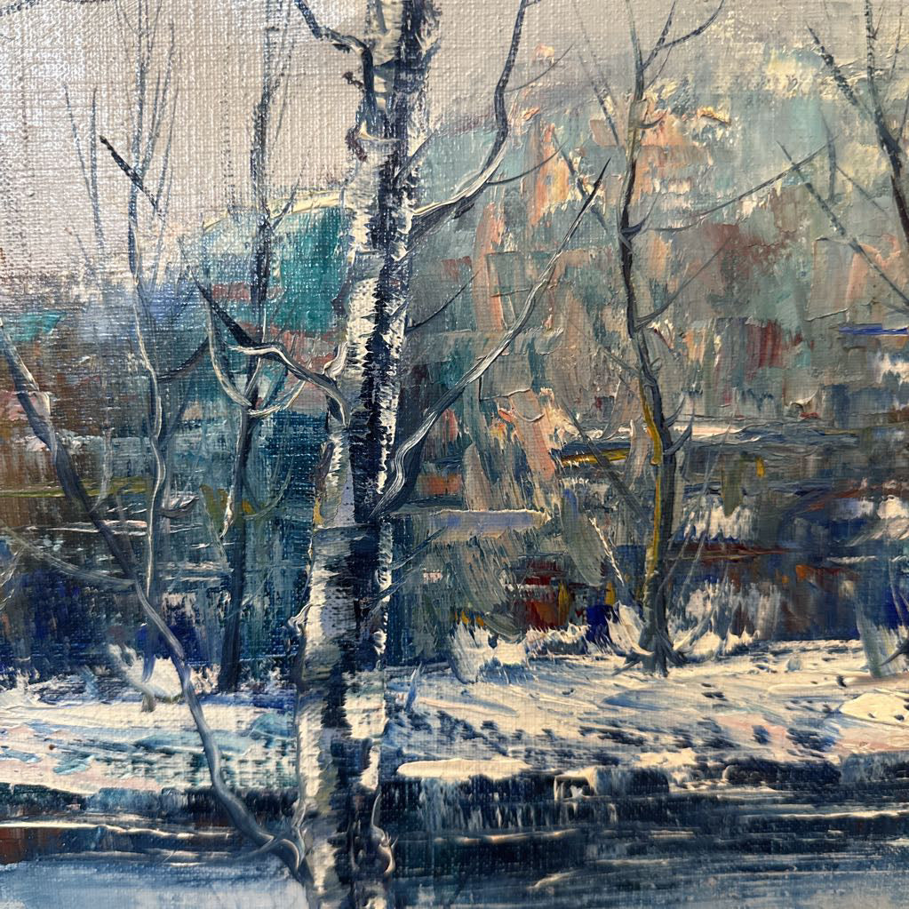 Original Winter Scene Oil Painting