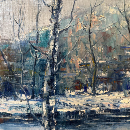Original Winter Scene Oil Painting