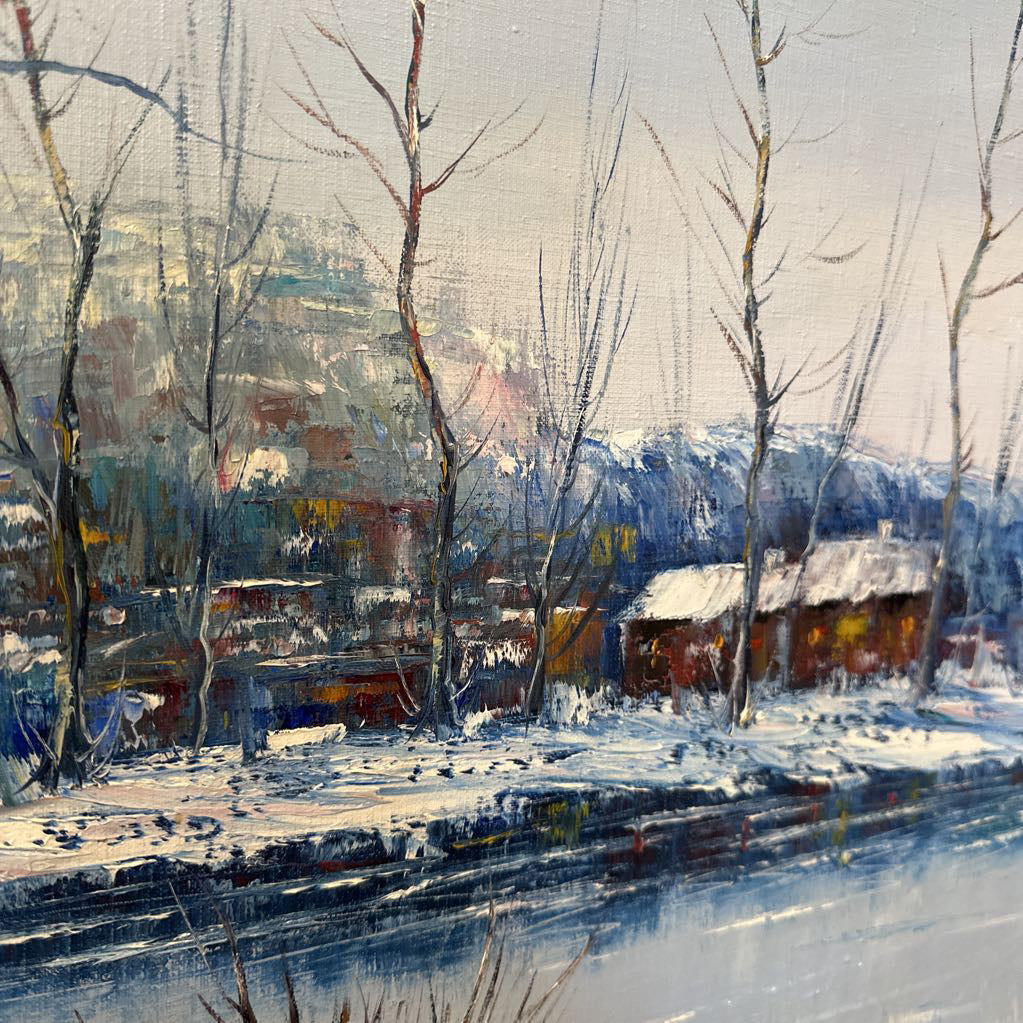 Original Winter Scene Oil Painting ART