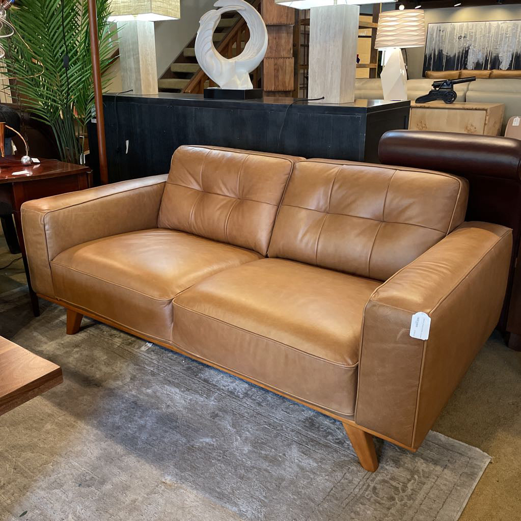 Odense Caramel Leather Loveseat