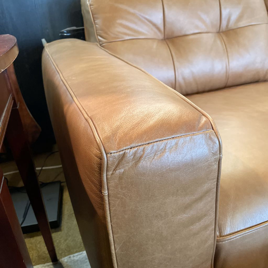 Odense Caramel Leather Loveseat