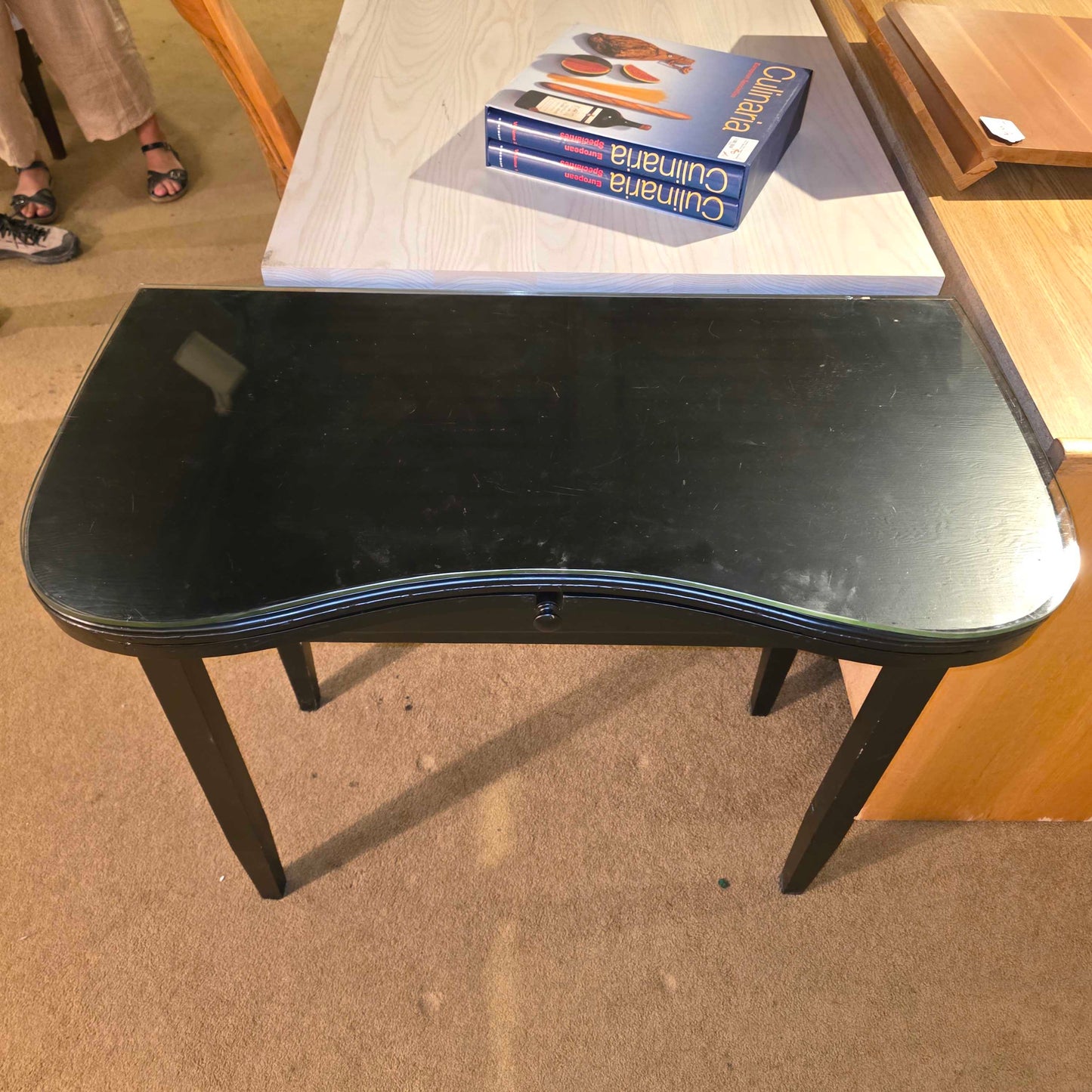 Blackwood Dressing Table w. Drawer & Glass Top