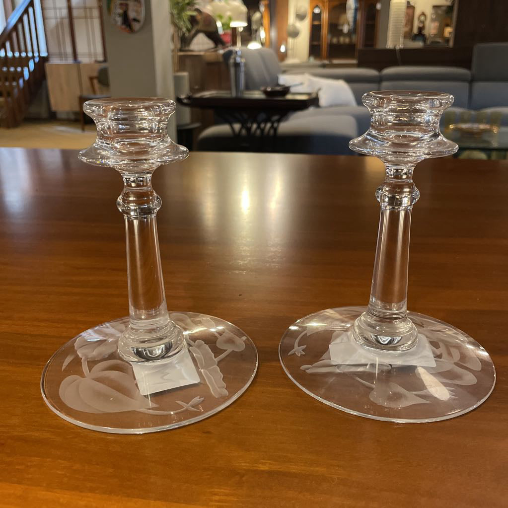Floral Etched Candlesticks SMALLS