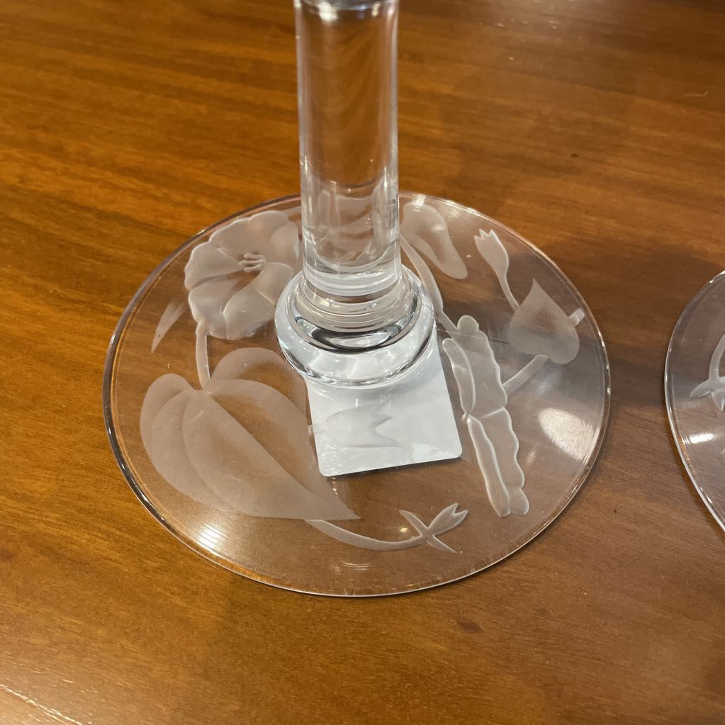Floral Etched Candlesticks SMALLS