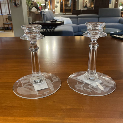 Floral Etched Candlesticks SMALLS