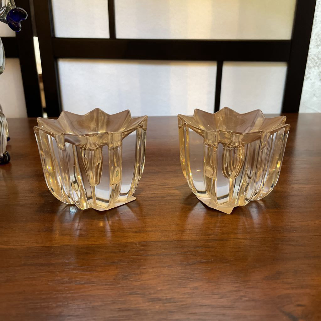 PAIR Glass Star Candlesticks SMALLS