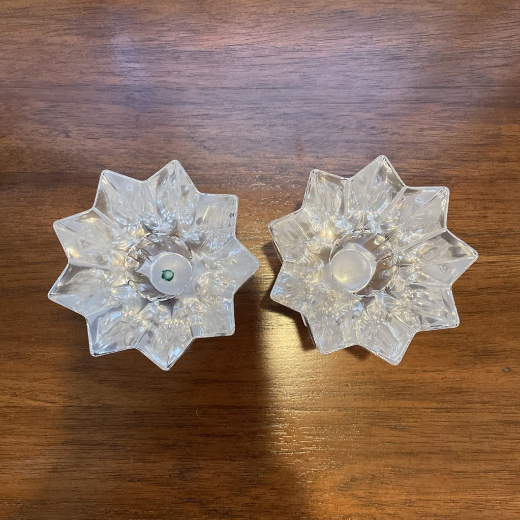 PAIR Glass Star Candlesticks SMALLS