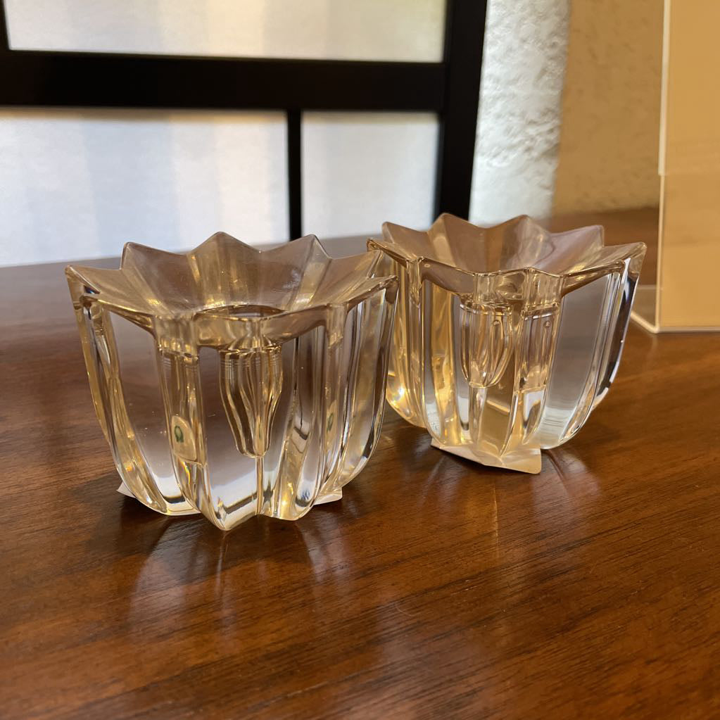 PAIR Glass Star Candlesticks SMALLS