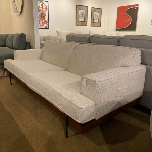 Wood Base Metal Leg White Textured 2 Seat Sofa U SOFAS