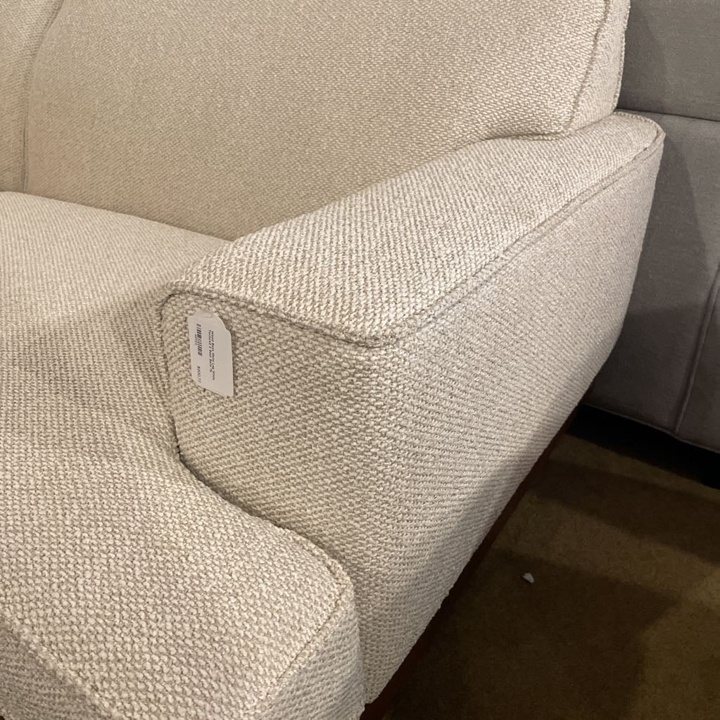 Wood Base Metal Leg White Textured 2 Seat Sofa