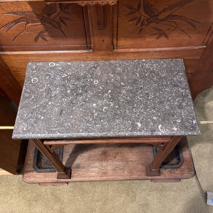 Eastlake Style Hall Tree with Mirror, Marble Counter & Umbrella Trays UNIQUE FINDS