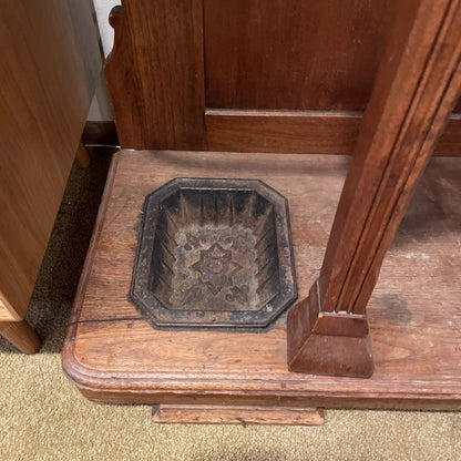 Eastlake Style Hall Tree with Mirror, Marble Counter & Umbrella Trays UNIQUE FINDS