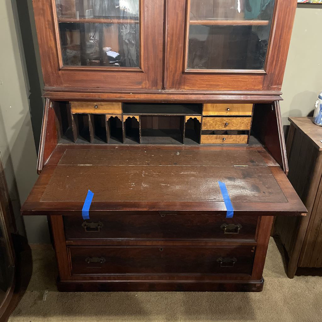 Ornate 3 Drawer Hutch w/ Fold Out Top Cabinet (AS IS) C CABINETS