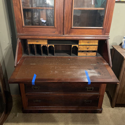 Ornate 3 Drawer Hutch w/ Fold Out Top Cabinet (AS IS) C CABINETS