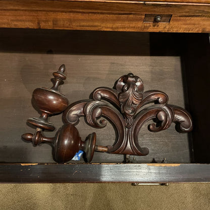 Ornate 3 Drawer Hutch w/ Fold Out Top Cabinet (AS IS) C CABINETS