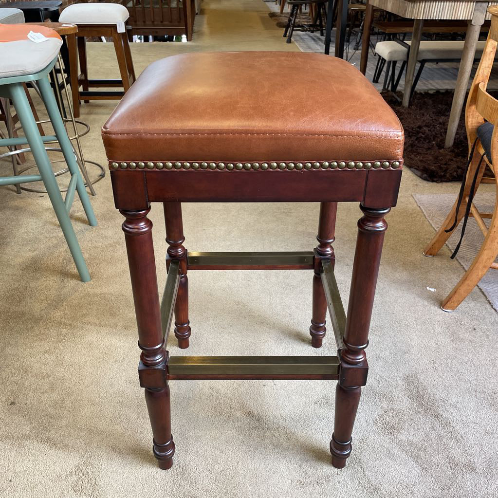 Frontgate Leather Studded Stool