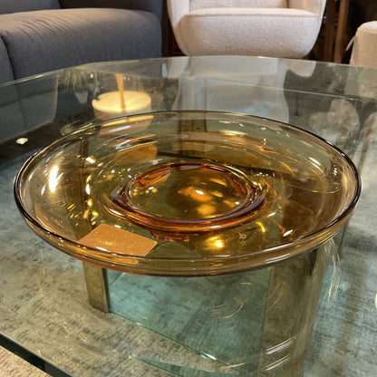 Large Round Deep Gold Glass Bowl