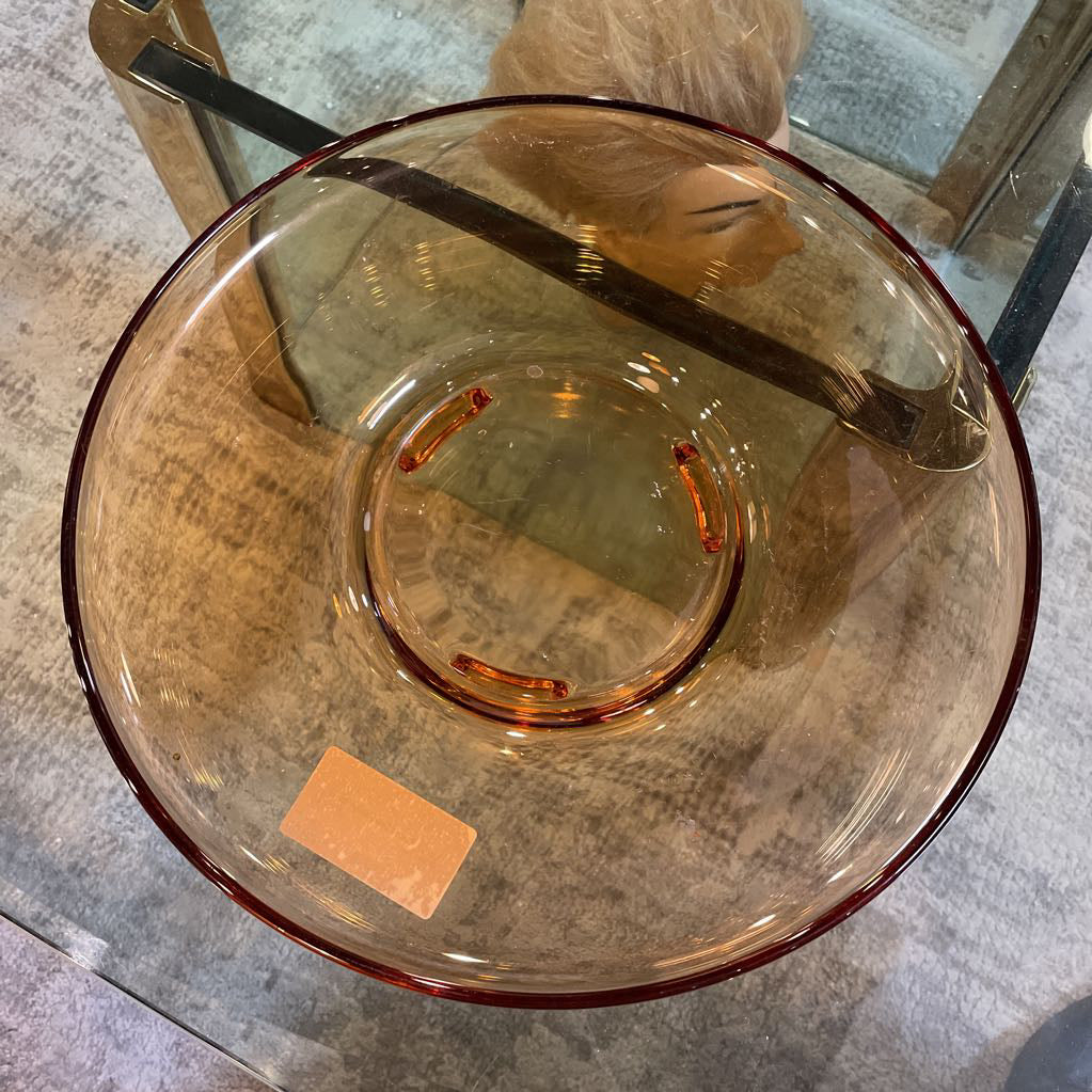 Large Round Deep Gold Glass Bowl