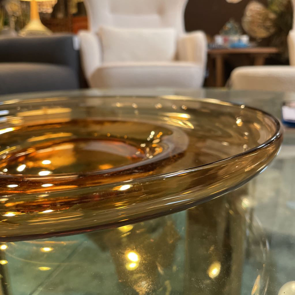 Large Round Deep Gold Glass Bowl