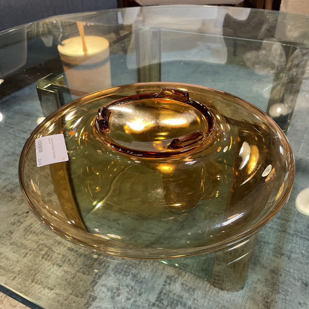 Large Round Deep Gold Glass Bowl